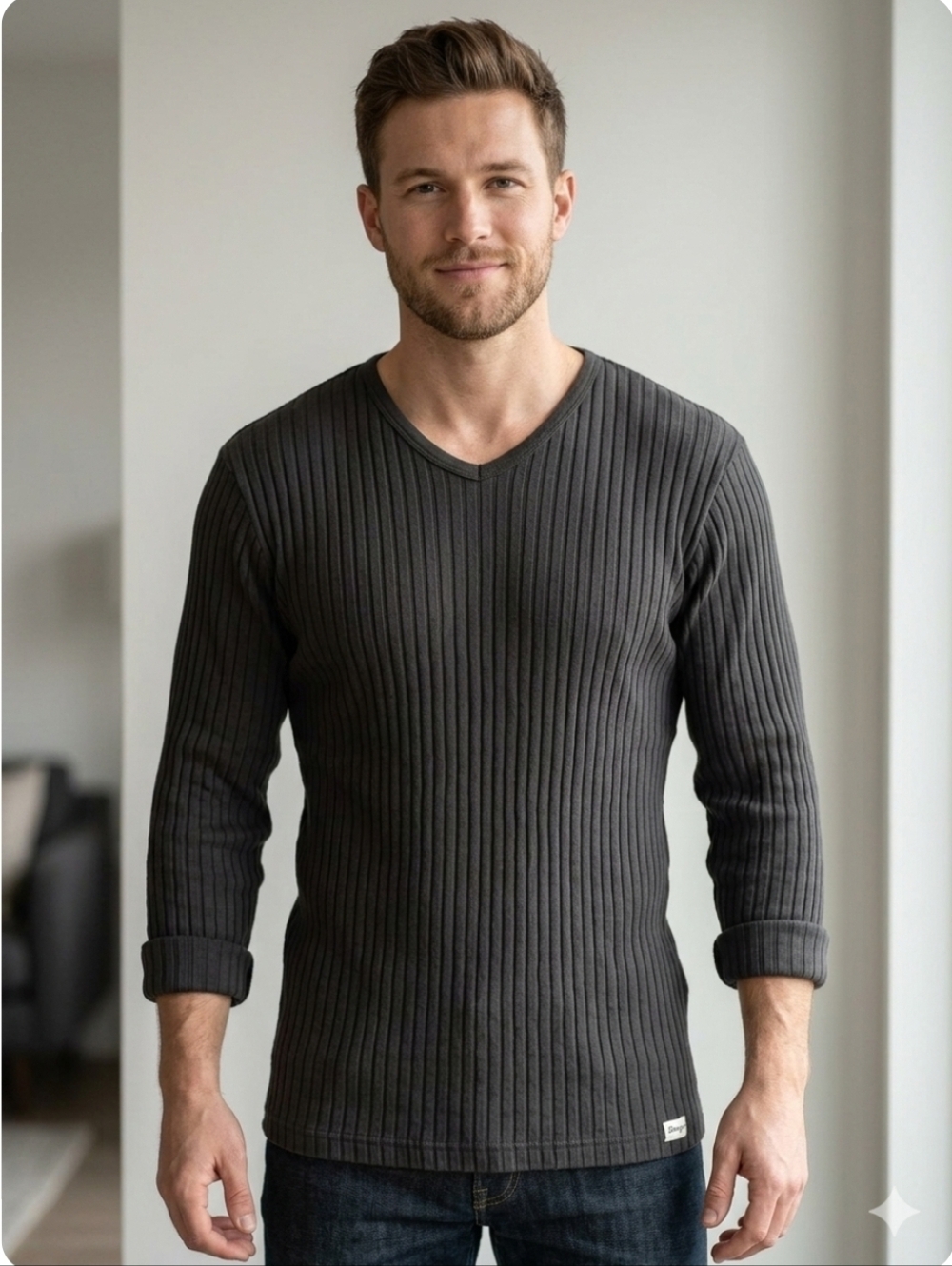 Union Bay Gray Ribbed Long Sleeve Shirt. Size Large.